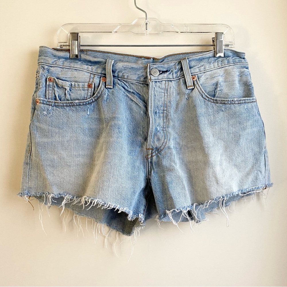 Levi’s 501 High Rise Distressed Cut-off Button Fly Denim Shorts